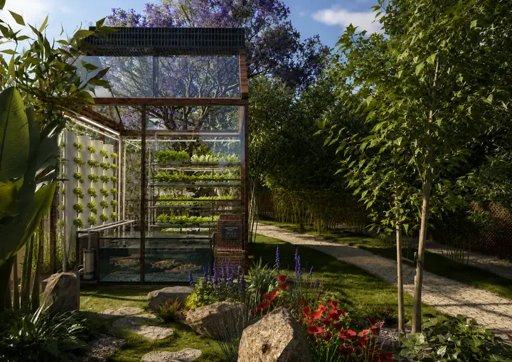 The hydroponics and aquaponics greenhouse