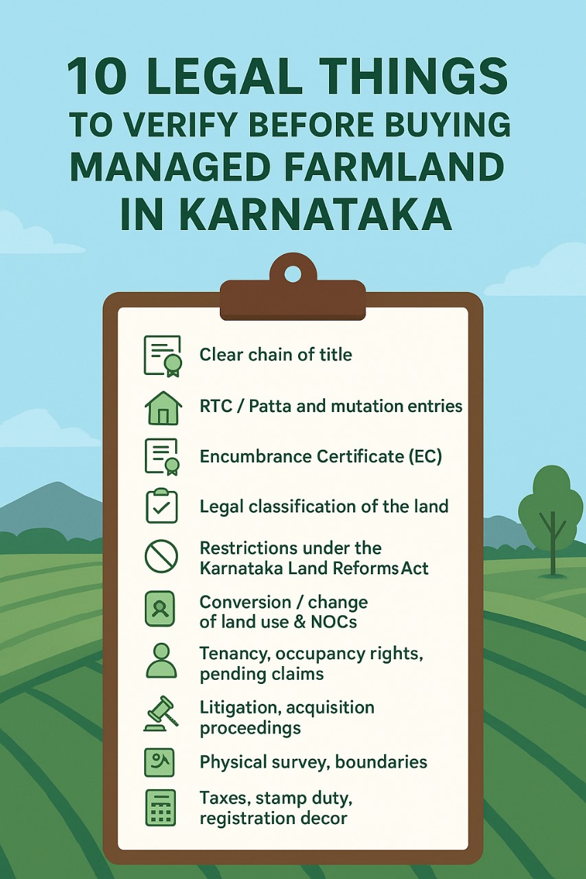 10 Essential Legal Checks Before Buying Managed Farmland in Bangalore